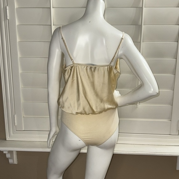 Lulus Emmerson Champagne Satin Sleeveless Cowl Neck Bodysuit - Picture 6 of 11